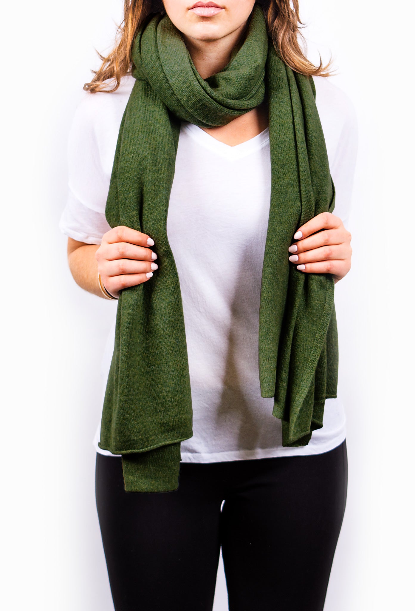 Dark Green Pure Cashmere Scarf