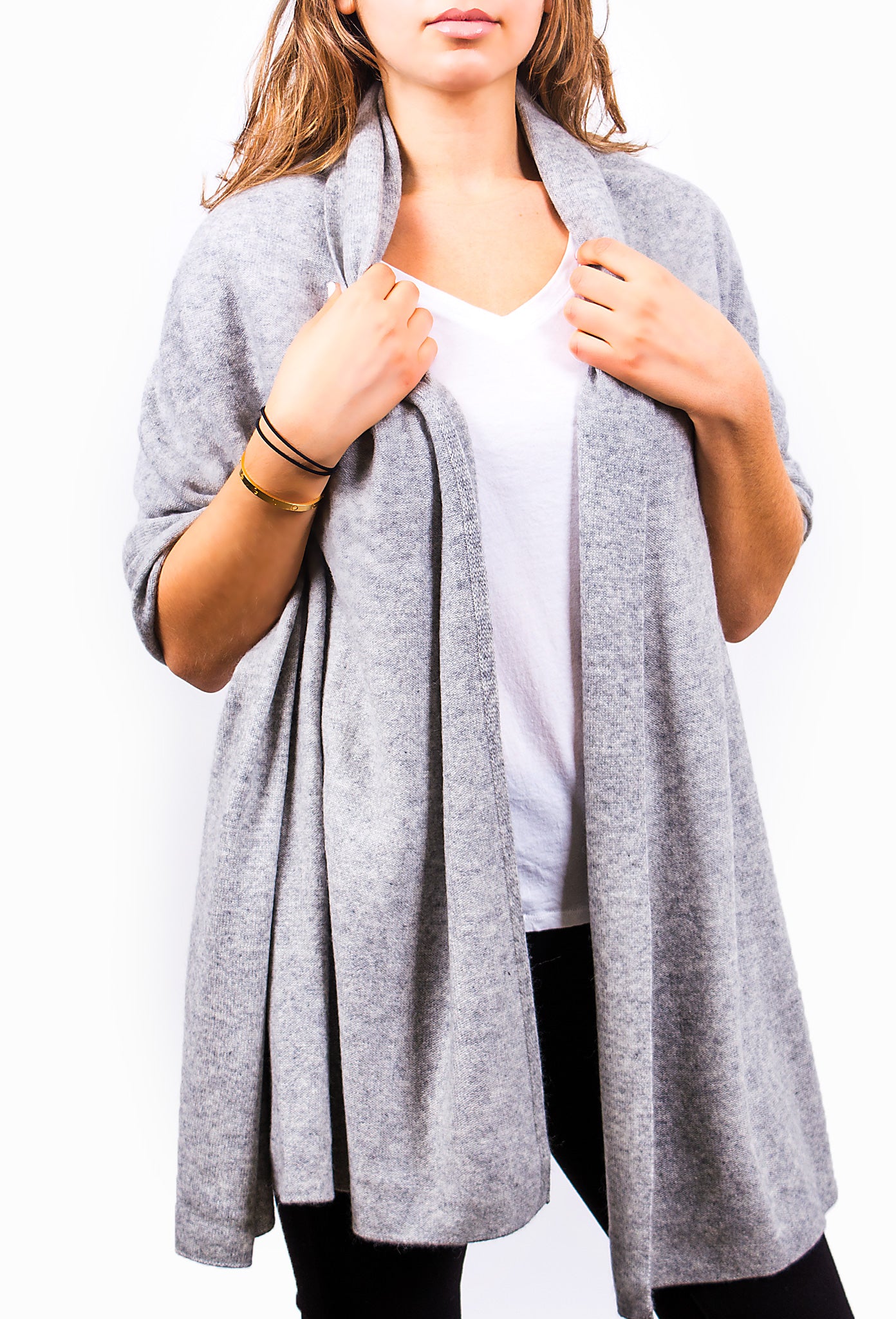 Heather Light Grey Pure Cashmere Scarf