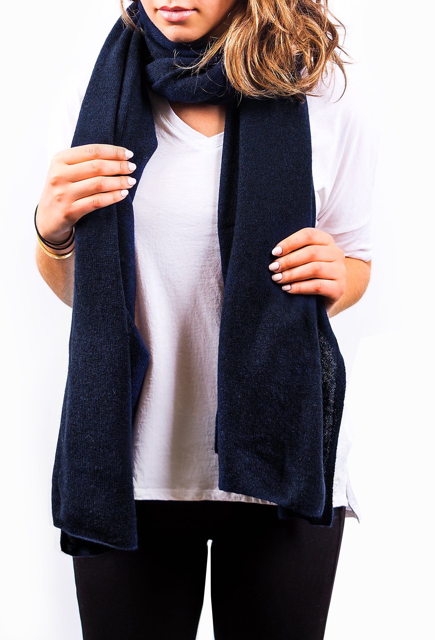 Navy Pure Cashmere Scarf