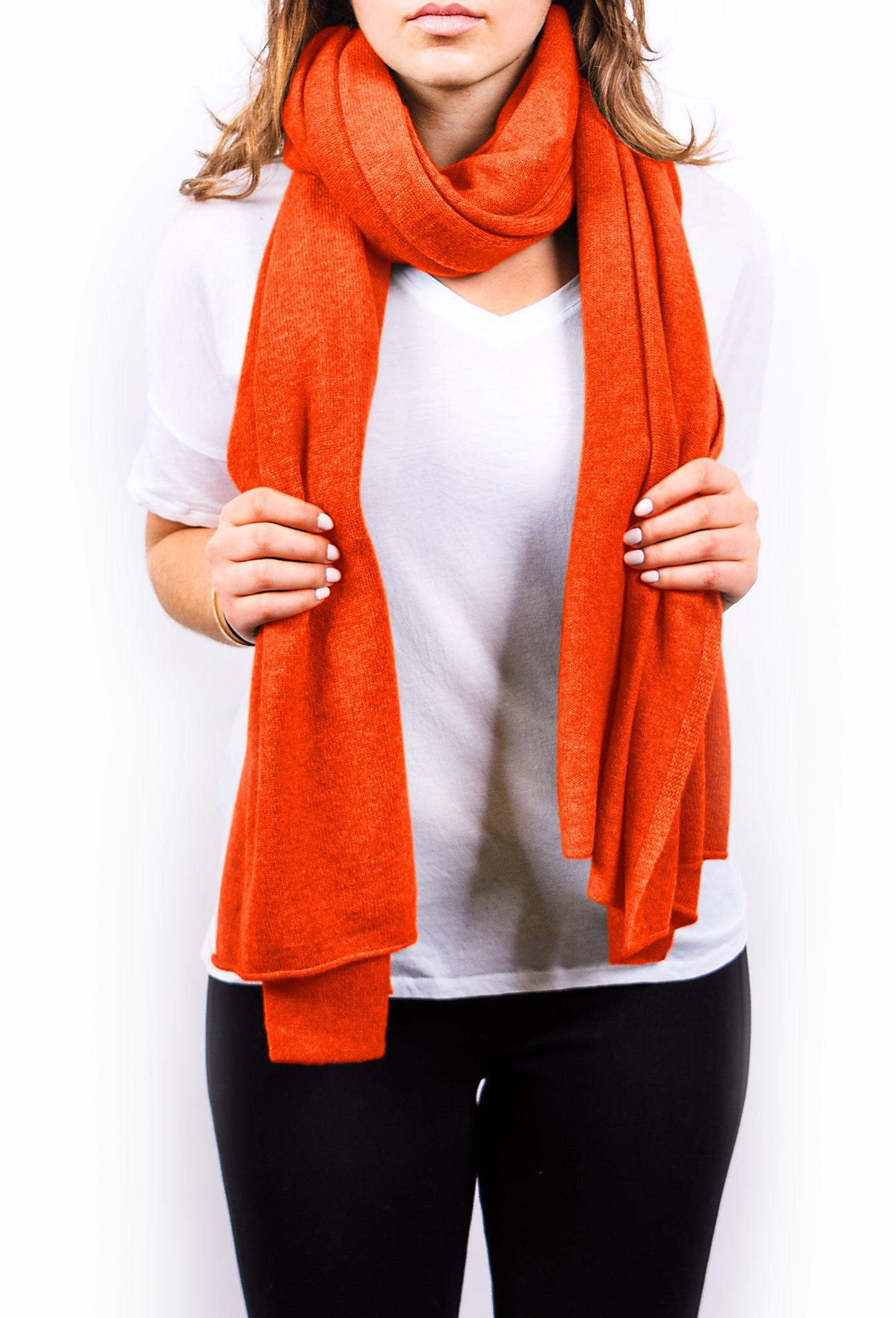 Orange Pure Cashmere Scarf